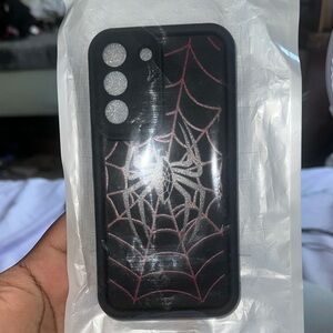 Galaxy S22 Spider Web Design Black Phone Case